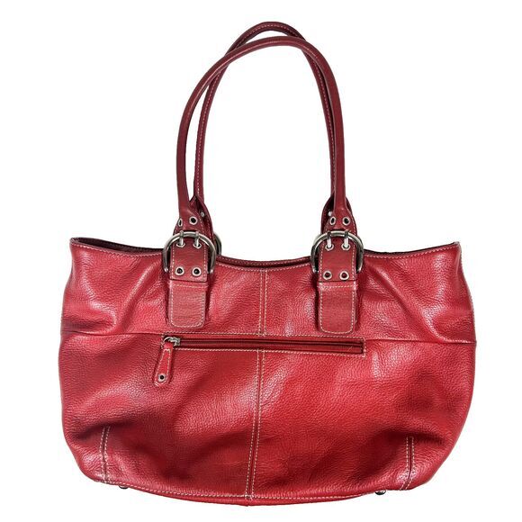 Tignanello Perfect 10 French Bag Lipstick Red Leather Double Handle Satchel‎ - Picture 2 of 11